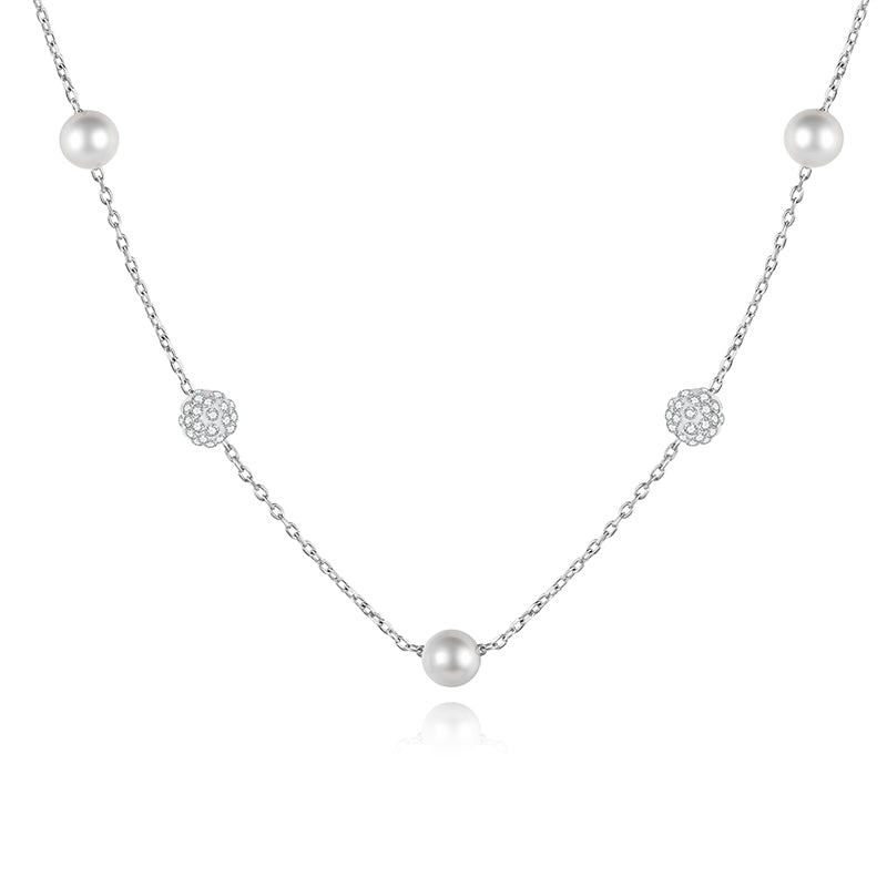 Collar Gargantilla con Perla y Borla de Zirconias