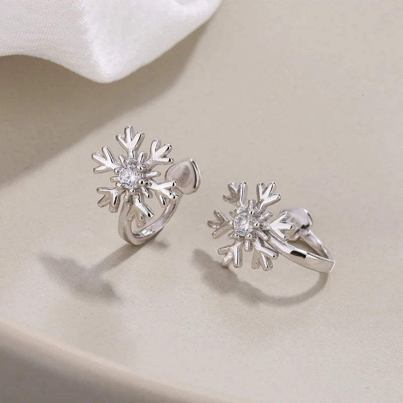 Aretes de Clip Copo de Nieve con Zirconias