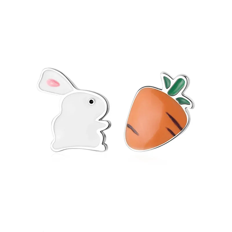 Aretes Conejito y Zanahoria Esmaltados