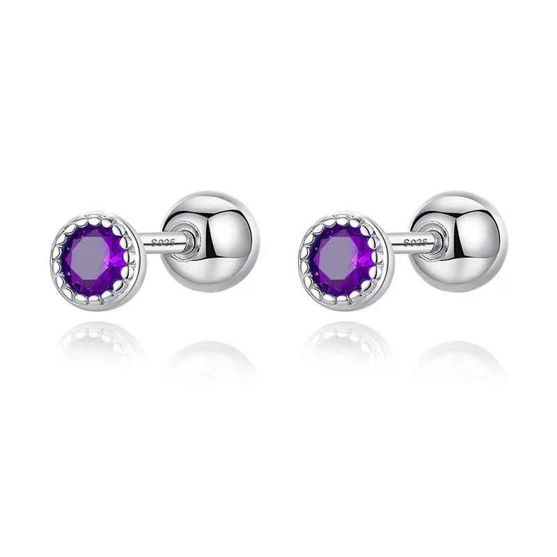 Aretes Zirconia Redonda de Color