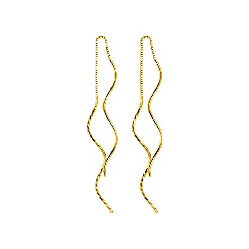Aretes Largos de Ondas con Bolitas