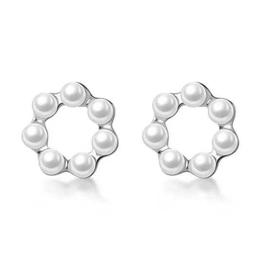 Aretes Flor Calada con Perla