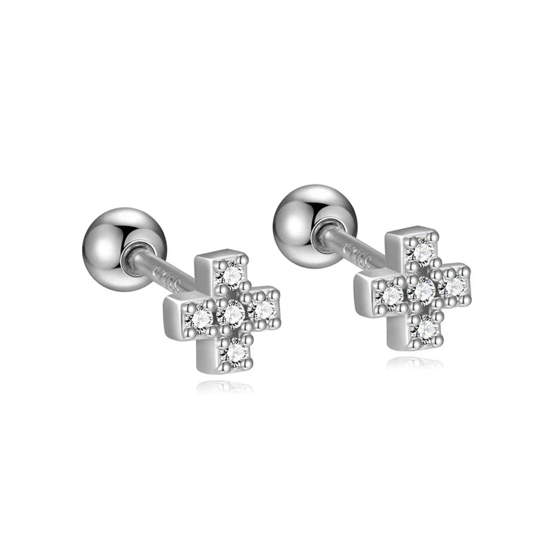 Aretes Cruz con Zirconias de Color
