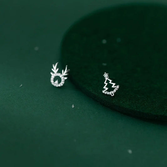 Aretes Asimétricos Reno y Árbol de Navidad