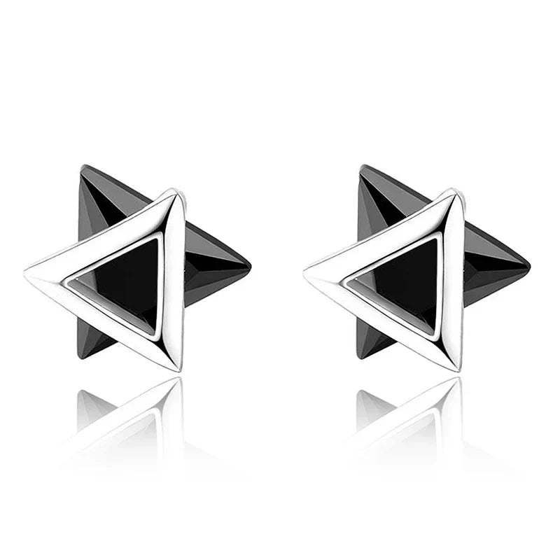 Aretes Triángulo con Zirconia Blanca o Negra
