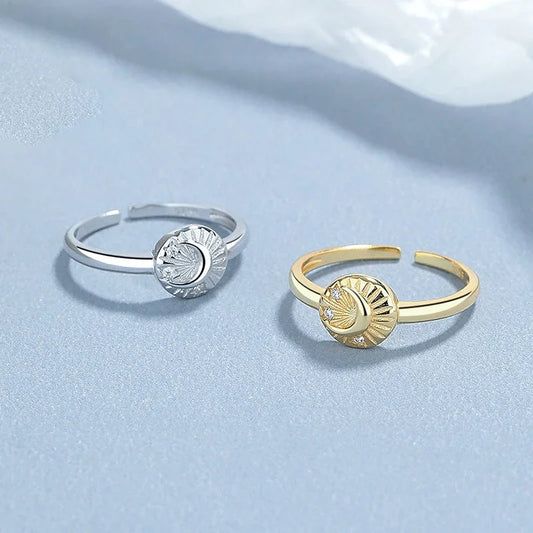 Anillo Abierto Sol y Luna con Zirconias