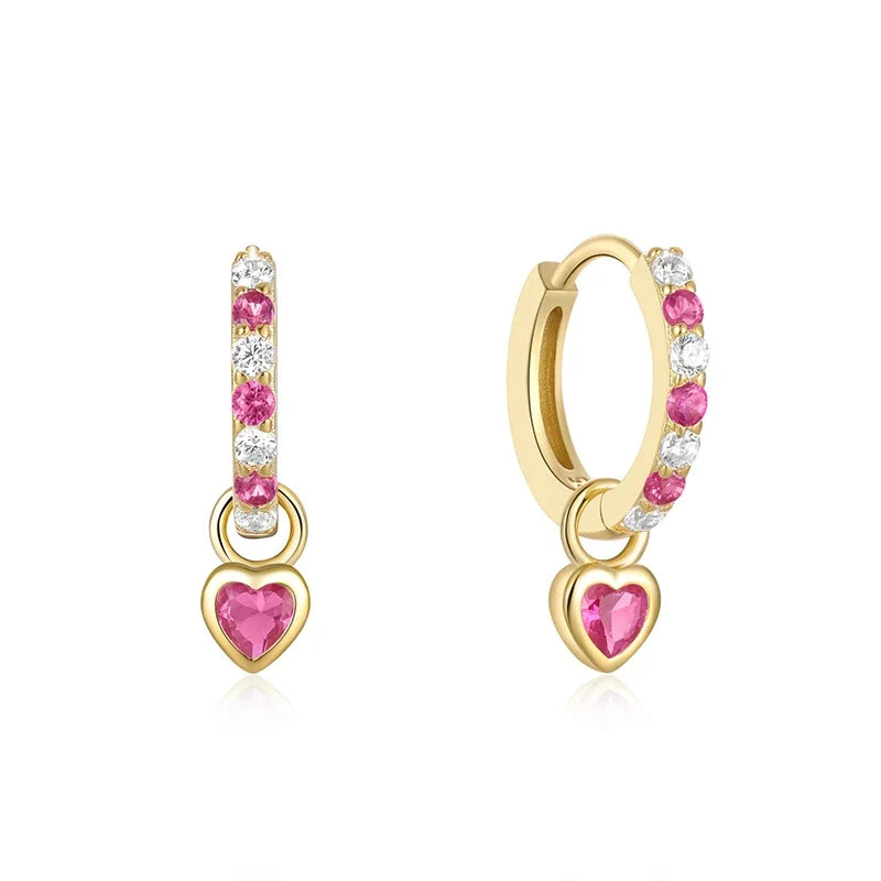 Arracadas Corazón de Color con Zirconia