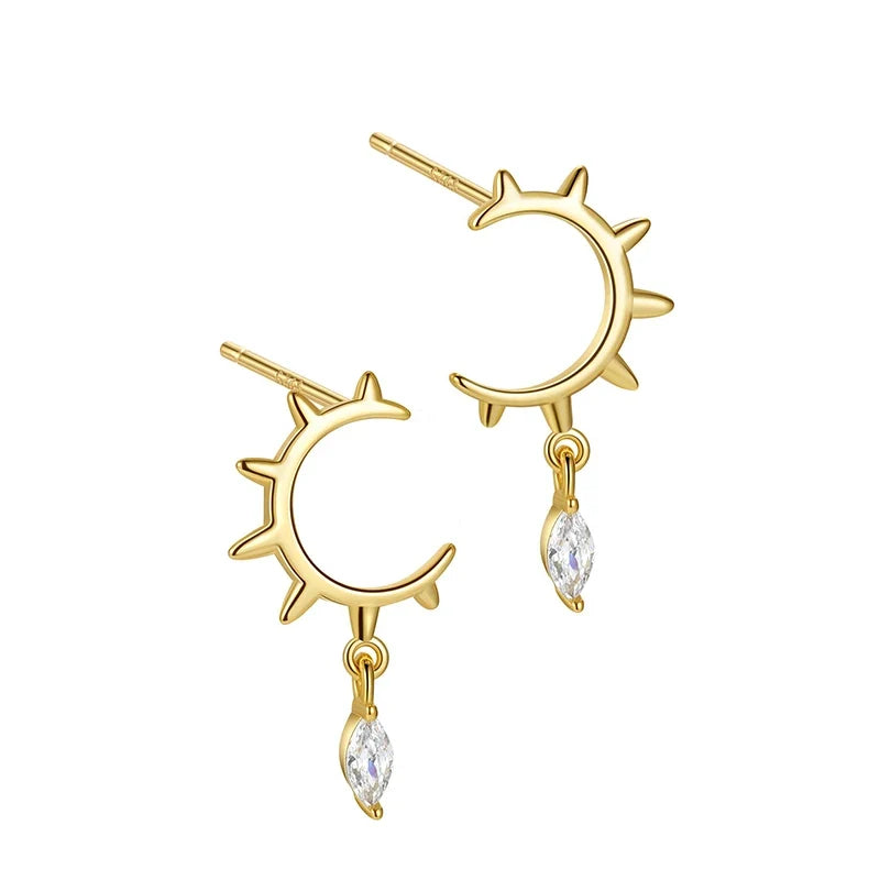 Aretes Medio Aro con Zirconias Marquesa