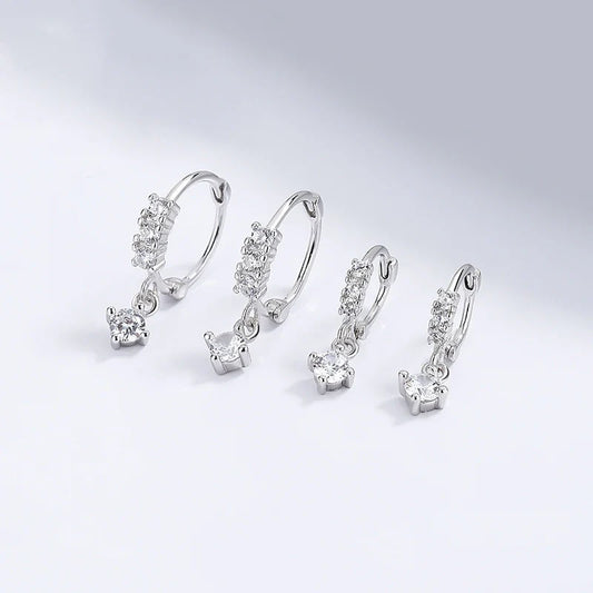 Arracadas con Zirconia Cuadrada en Dos Tamaños