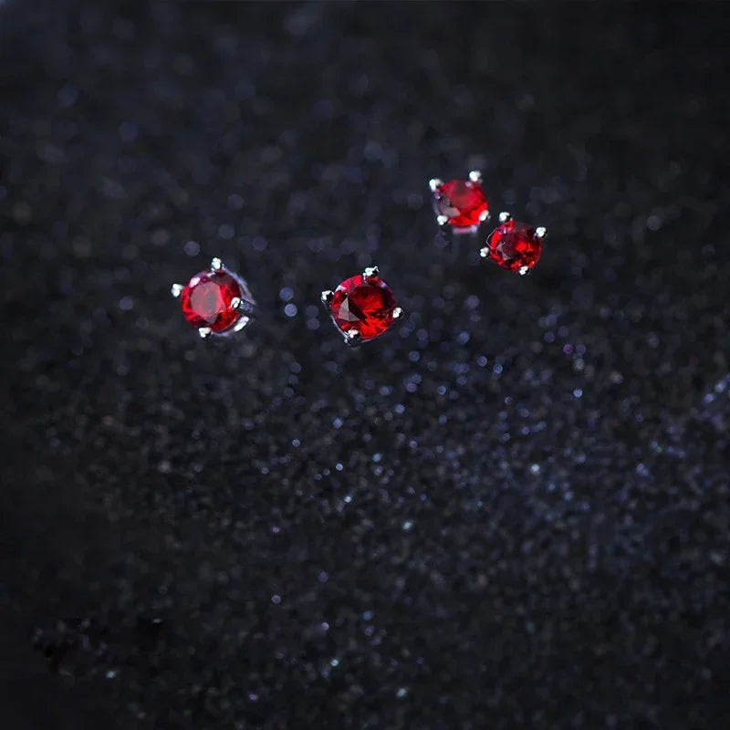 Aretes Mini Zirconia Roja