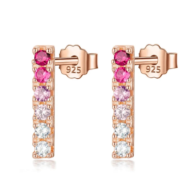 Aretes Barrita con Zirconias de Color