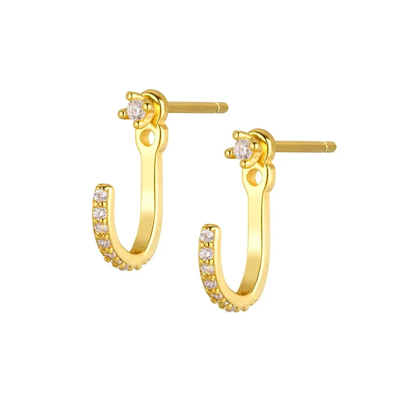 Aretes en Forma de J con Zirconias