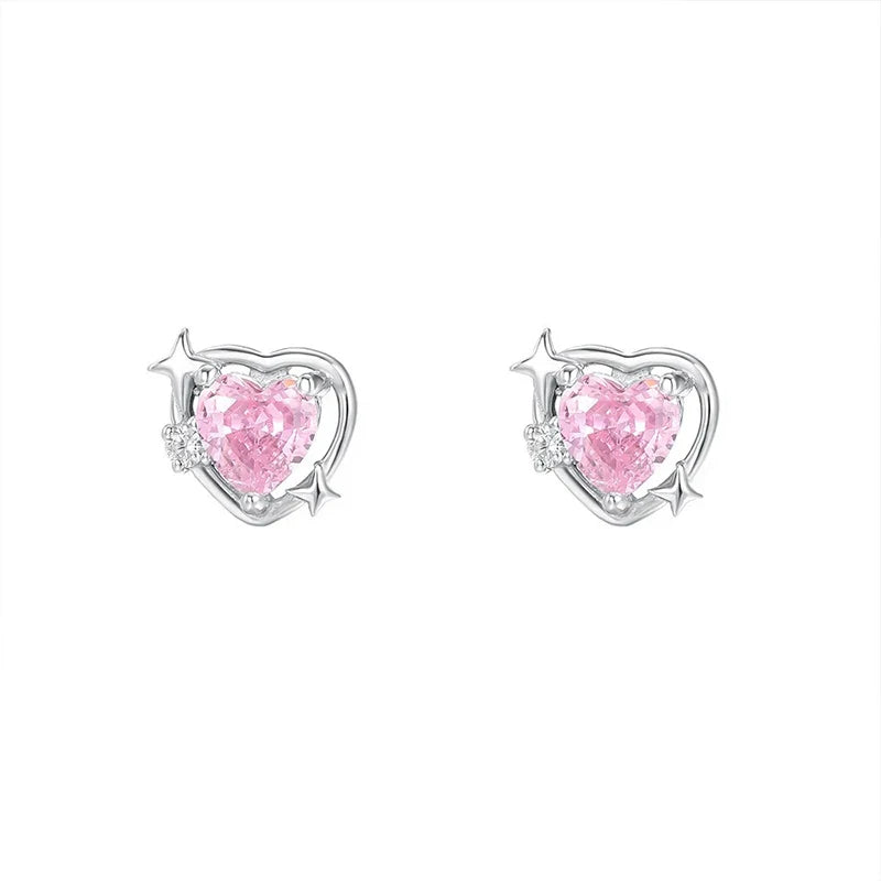 Aretes Estrella de Cuatro Puntas y Corazón
