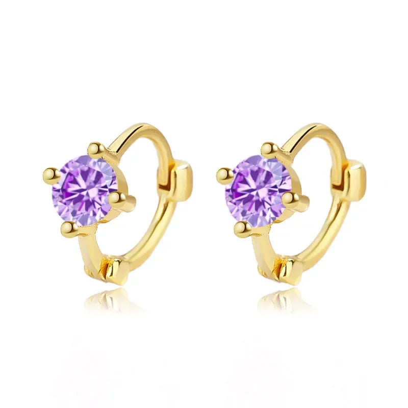 Arracadas Brillantes en Blanco, Fucsia o Morado