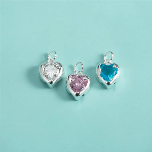 Dije Corazón de Zirconia Blanca, Azul o Rosa
