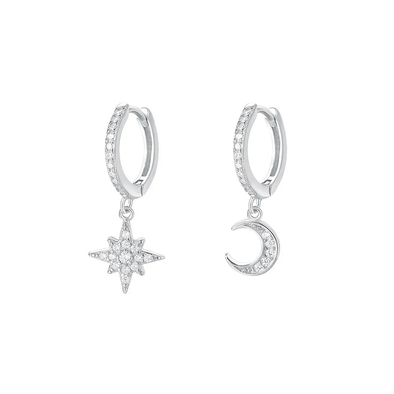 Arracadas Estrella y Luna con Zirconias