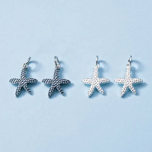 Dije Estrella de Mar Plateada o Envejecida