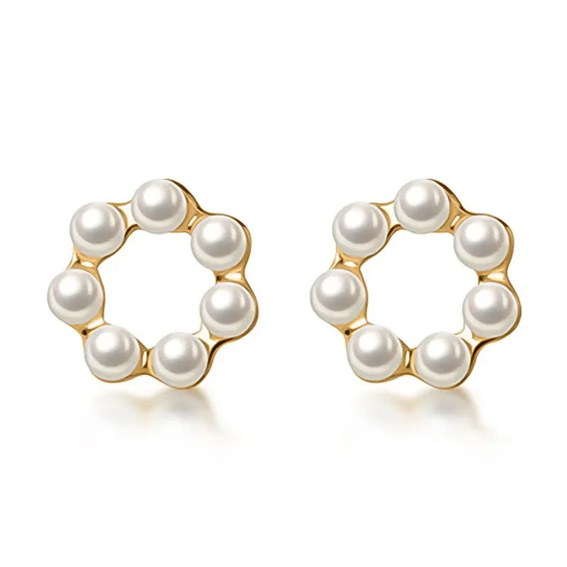 Aretes Flor Calada con Perla
