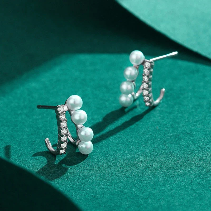 Aretes Perla Incrustada con Zirconias
