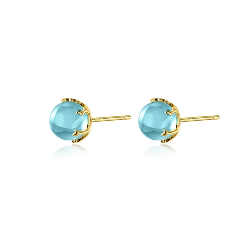 Aretes Cristal Azul Redondo