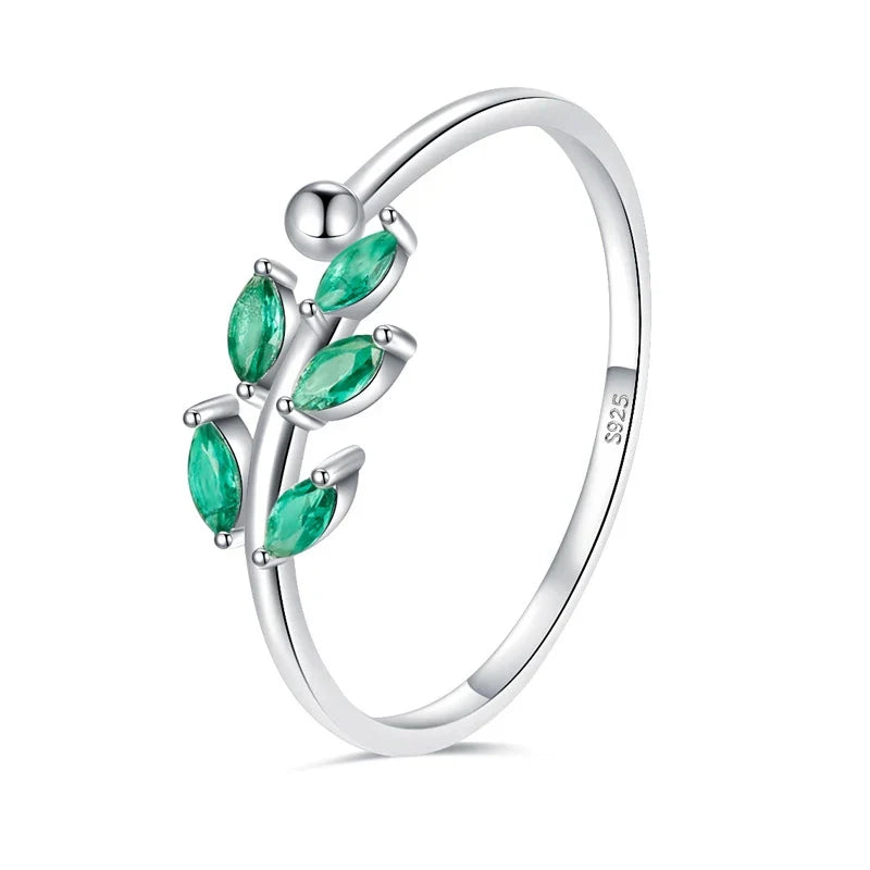 Anillo Coctel Hojas en Blanco o Verde