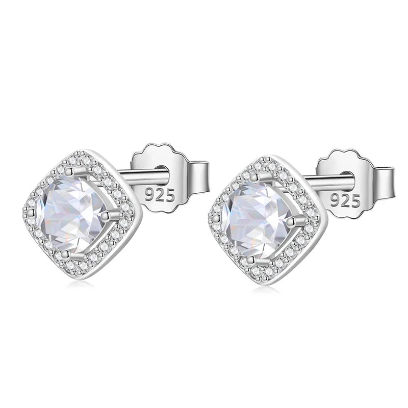 Aretes Cuadrados con Zirconias Brillantes