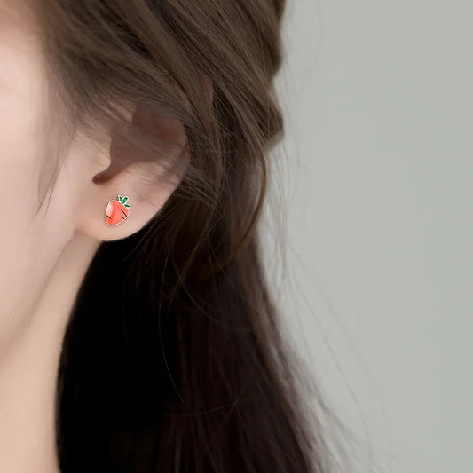 Aretes Conejito y Zanahoria Esmaltados