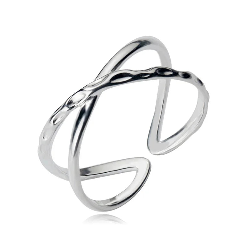 Anillo Abierto de Doble Línea Cruzada