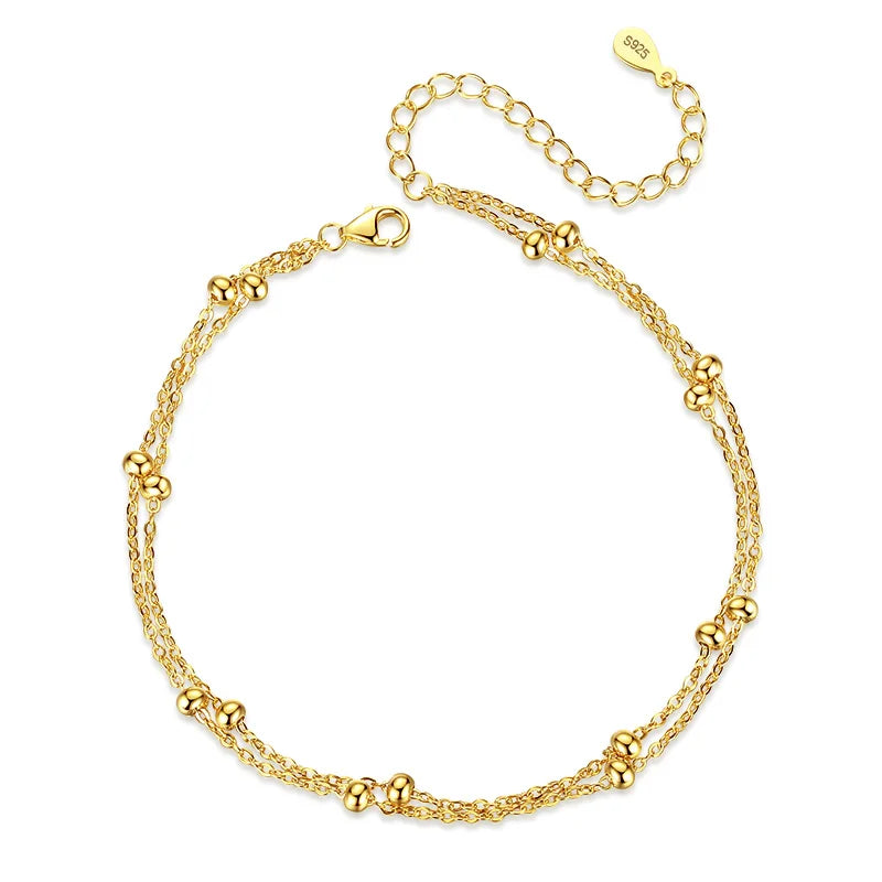 Tobillera Doble Cadena con Esferas