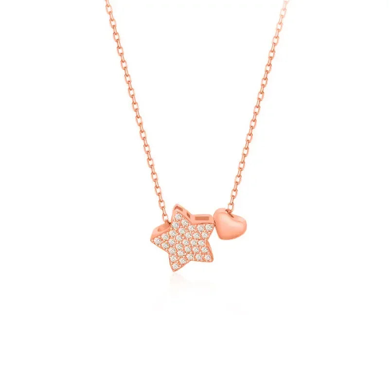 Collar Estrella y Corazón con Zirconias