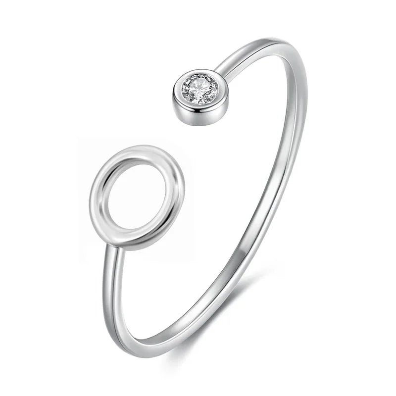 Anillo Abierto Círculo y Triángulo con Zirconias