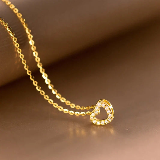 Collar Corazón Calado con Zirconias