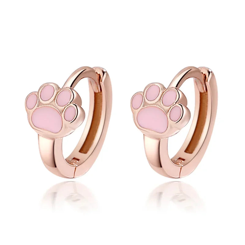 Arracadas Huellita de Gato Rosa