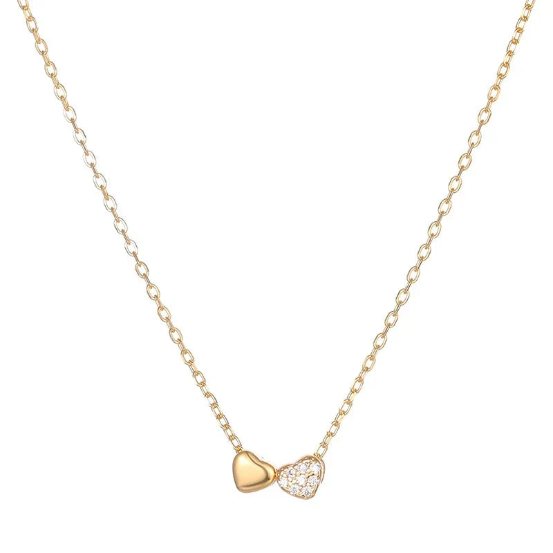Collar Doble Corazón con Zirconias