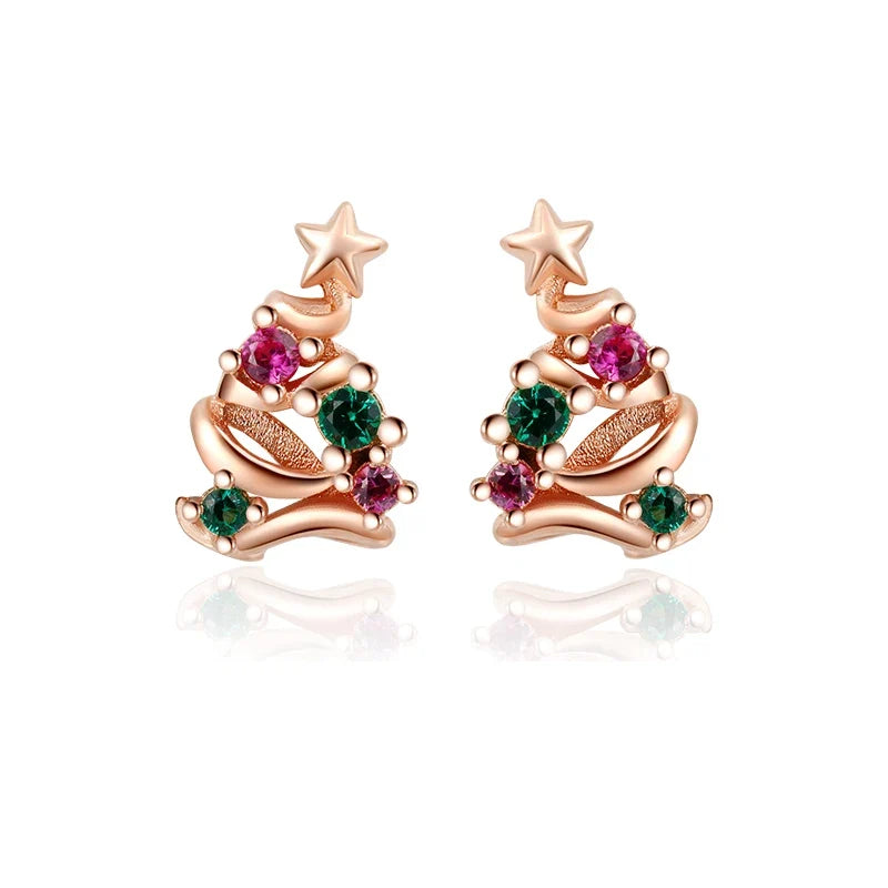Aretes Árbol de Navidad con Cierre de Rosca