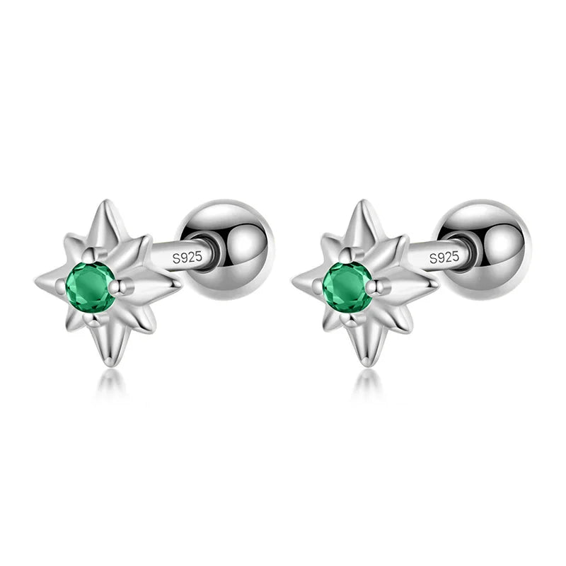 Aretes Estrella Blanca, Negra o Verde