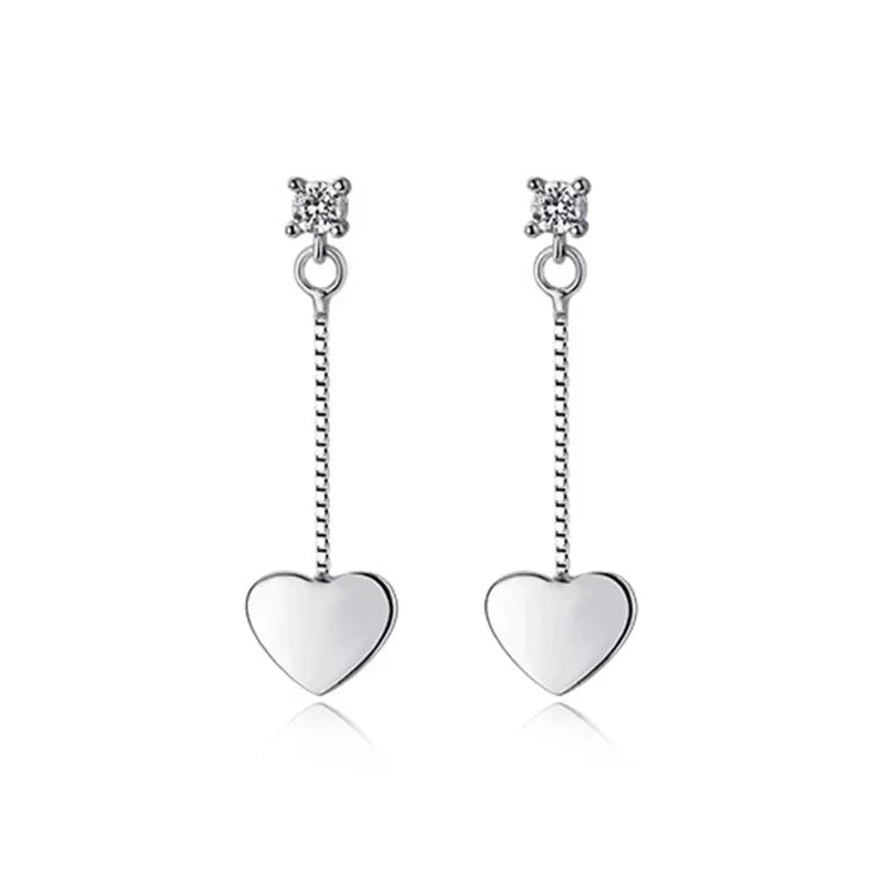 Aretes Corazón con Borla de Zirconias Blancas