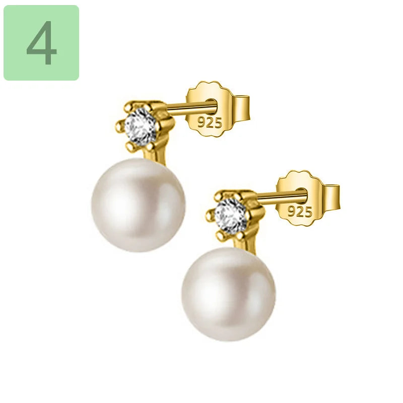 Aretes Perla con Zirconias en Cuatro Estilos