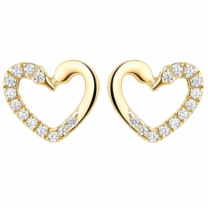 Aretes Corazón Calado con Pavé de Zirconias