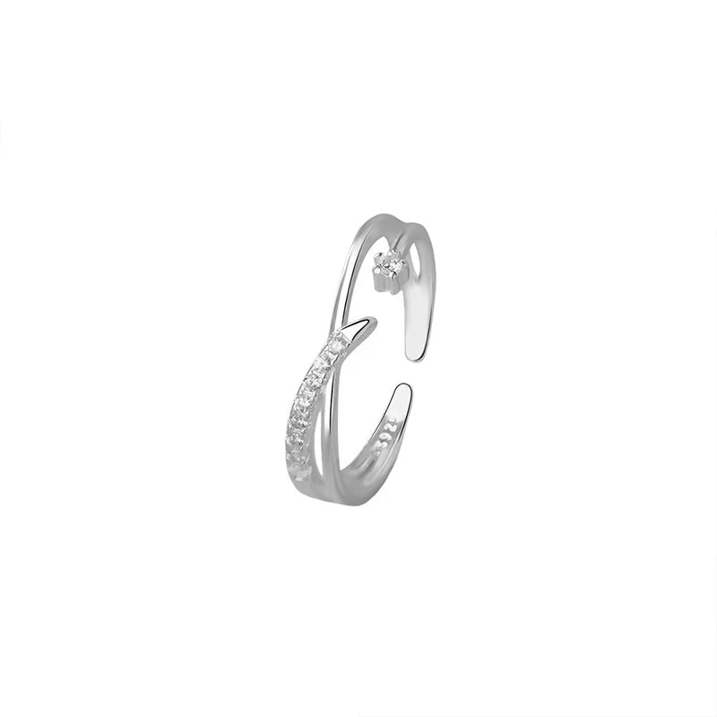Anillo Ajustable Cruz con Zirconias