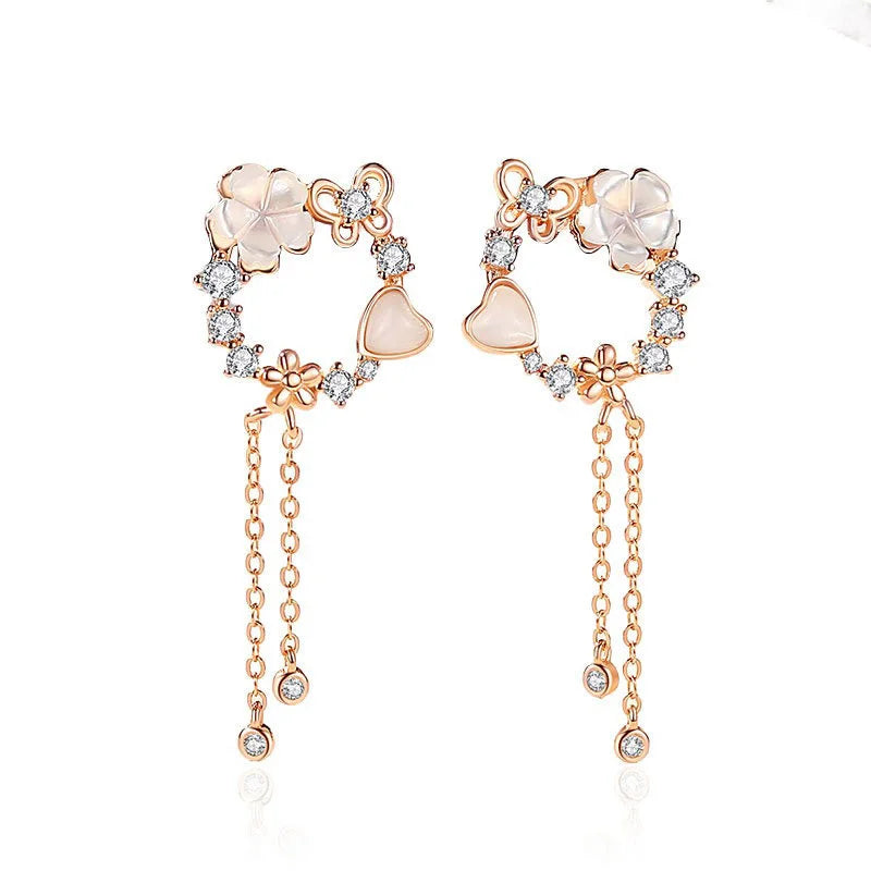 Aretes o Collar Flor, Mariposa y Corazón