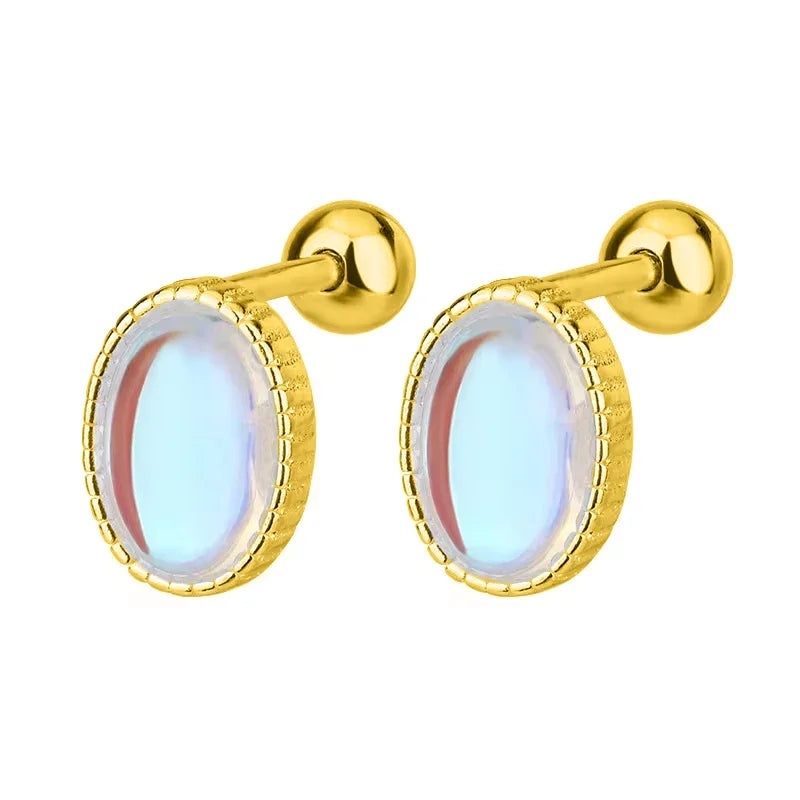 Aretes Ovalados con Piedra de Luna