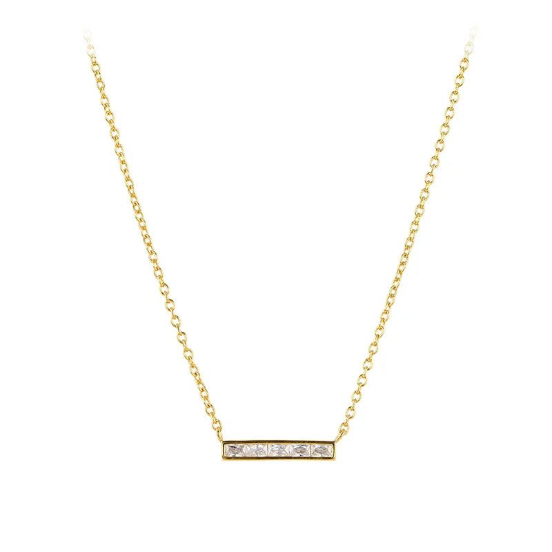 Collar Barra Cuadrada con Zirconias