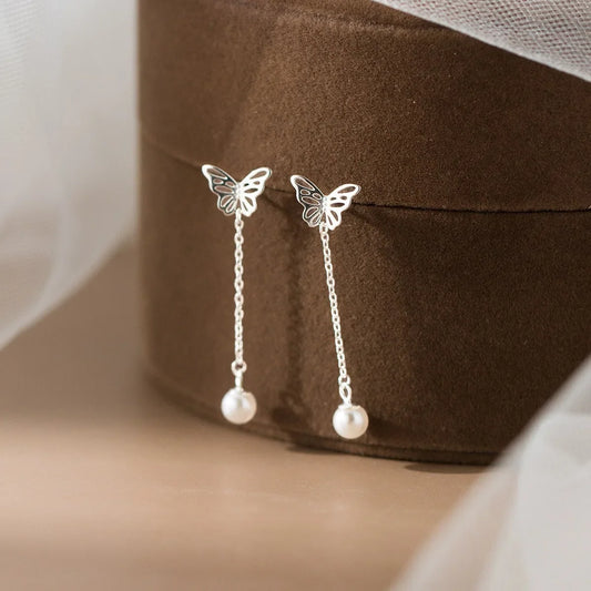 Aretes Mariposa con Perlas