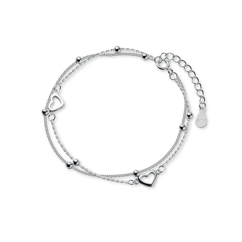 Pulsera Doble Cadena con Corazón