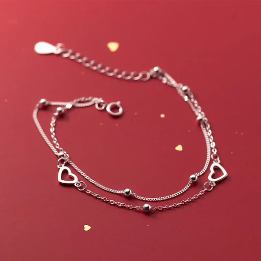 Pulsera Doble Cadena con Corazón