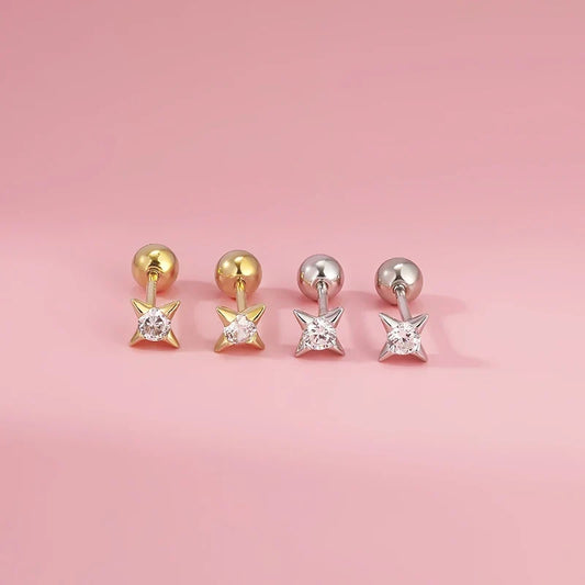 Aretes Estrella Minimalista con Zirconia