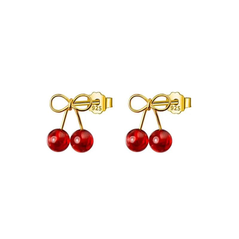 Aretes Cereza con Piedra Roja