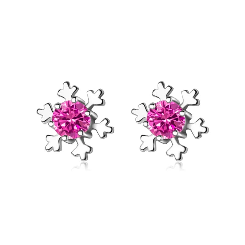 Aretes Copo de Nieve con Zirconias en Tres Colores