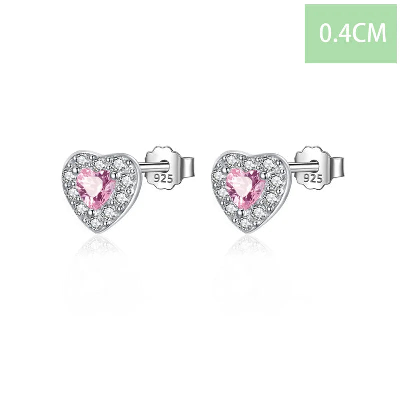 Aretes Corazoncito Rosa con Zirconia